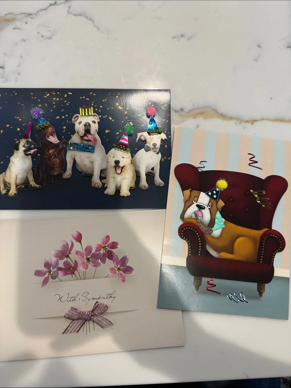 Assorted Dog & Floral Greeting Cards - Blue, Cream, Pink